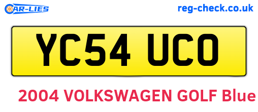 YC54UCO are the vehicle registration plates.