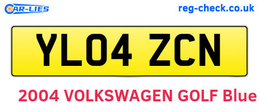YL04ZCN are the vehicle registration plates.