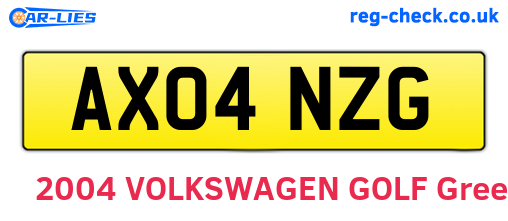 AX04NZG are the vehicle registration plates.