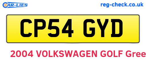 CP54GYD are the vehicle registration plates.