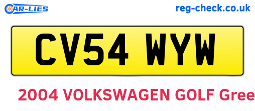 CV54WYW are the vehicle registration plates.