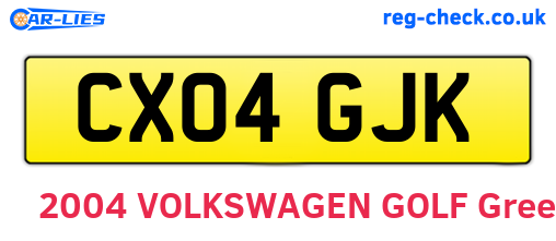 CX04GJK are the vehicle registration plates.