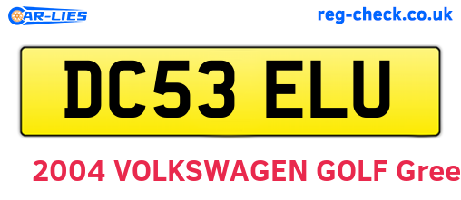DC53ELU are the vehicle registration plates.