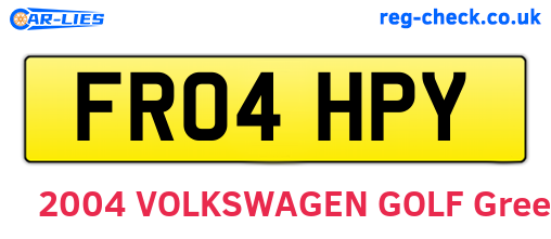 FR04HPY are the vehicle registration plates.