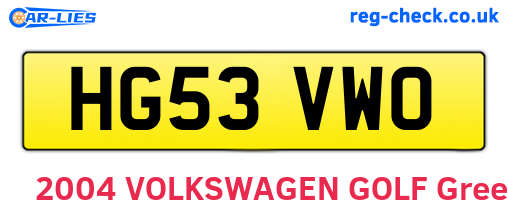 HG53VWO are the vehicle registration plates.