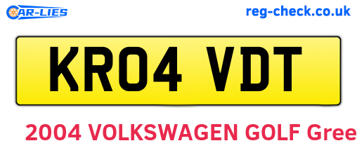 KR04VDT are the vehicle registration plates.