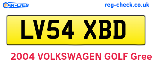 LV54XBD are the vehicle registration plates.