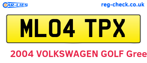 ML04TPX are the vehicle registration plates.