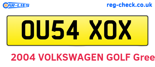 OU54XOX are the vehicle registration plates.