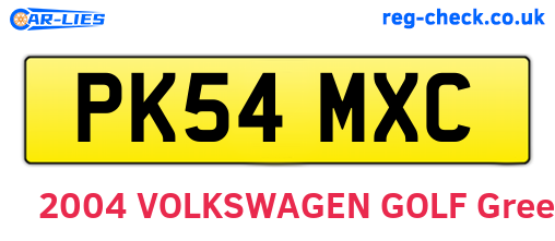 PK54MXC are the vehicle registration plates.