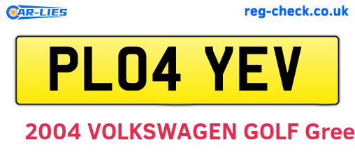 PL04YEV are the vehicle registration plates.