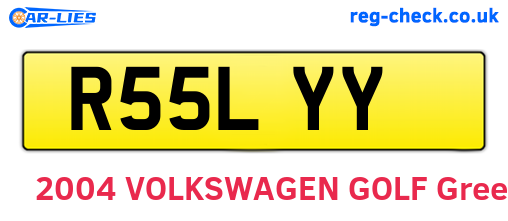R55LYY are the vehicle registration plates.