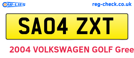 SA04ZXT are the vehicle registration plates.
