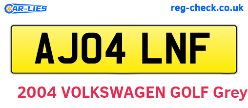 AJ04LNF are the vehicle registration plates.