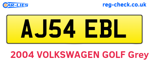 AJ54EBL are the vehicle registration plates.