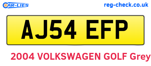 AJ54EFP are the vehicle registration plates.