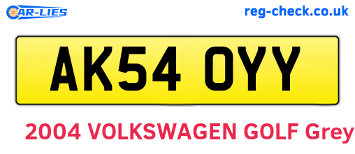 AK54OYY are the vehicle registration plates.