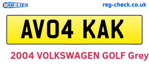 AV04KAK are the vehicle registration plates.