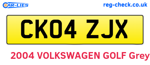 CK04ZJX are the vehicle registration plates.