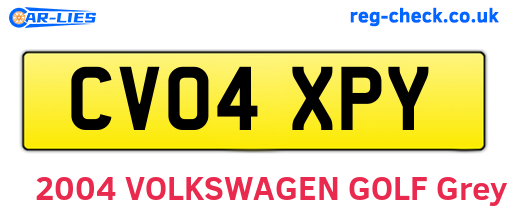 CV04XPY are the vehicle registration plates.