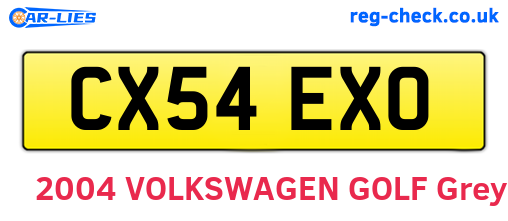 CX54EXO are the vehicle registration plates.