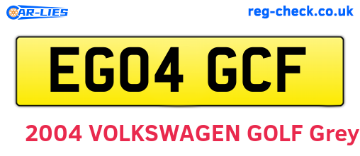 EG04GCF are the vehicle registration plates.