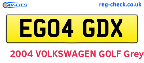 EG04GDX are the vehicle registration plates.