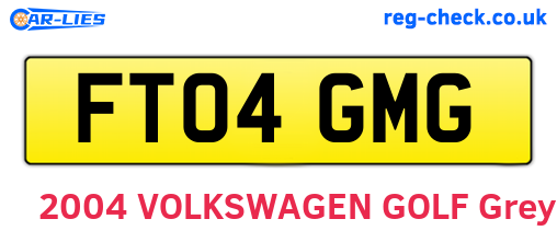 FT04GMG are the vehicle registration plates.
