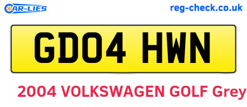 GD04HWN are the vehicle registration plates.