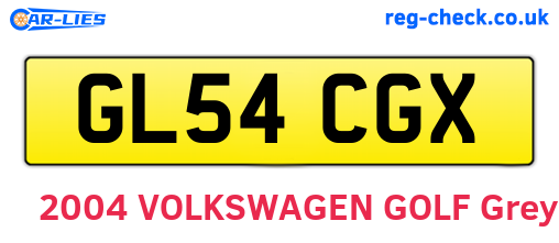 GL54CGX are the vehicle registration plates.