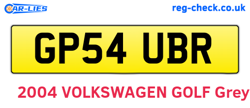 GP54UBR are the vehicle registration plates.