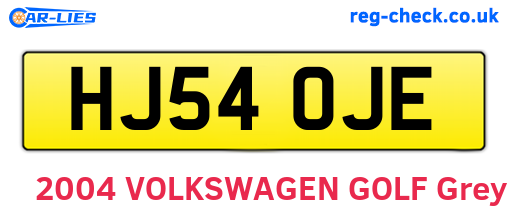 HJ54OJE are the vehicle registration plates.