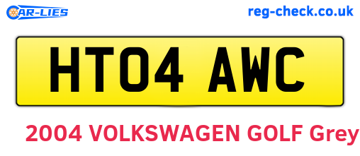 HT04AWC are the vehicle registration plates.