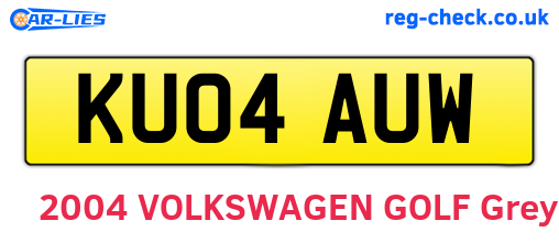 KU04AUW are the vehicle registration plates.