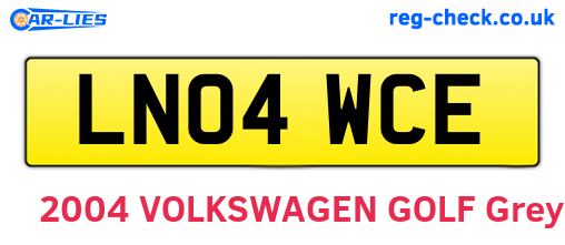 LN04WCE are the vehicle registration plates.