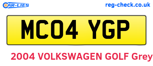 MC04YGP are the vehicle registration plates.