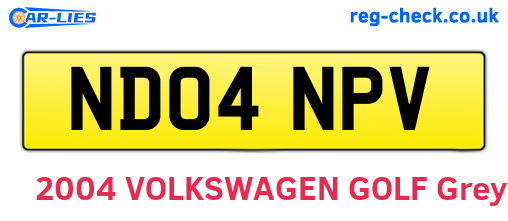 ND04NPV are the vehicle registration plates.