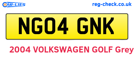 NG04GNK are the vehicle registration plates.
