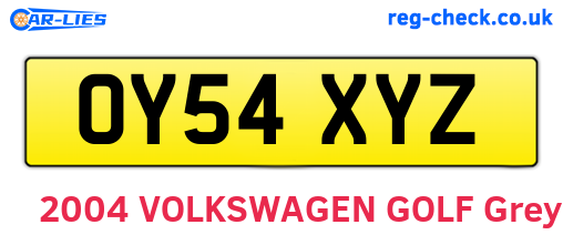 OY54XYZ are the vehicle registration plates.