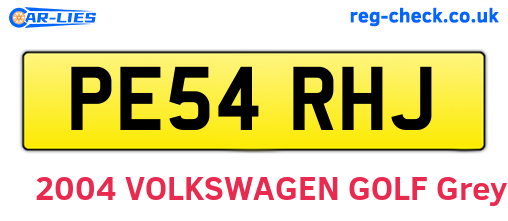 PE54RHJ are the vehicle registration plates.
