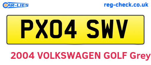 PX04SWV are the vehicle registration plates.