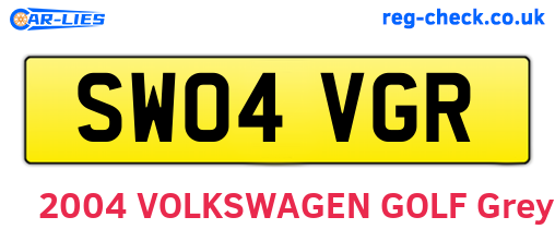 SW04VGR are the vehicle registration plates.