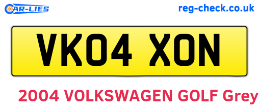 VK04XON are the vehicle registration plates.