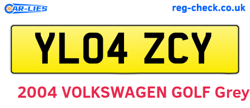YL04ZCY are the vehicle registration plates.