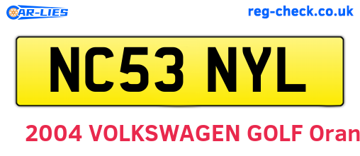 NC53NYL are the vehicle registration plates.