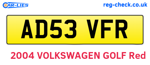 AD53VFR are the vehicle registration plates.