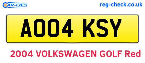 AO04KSY are the vehicle registration plates.