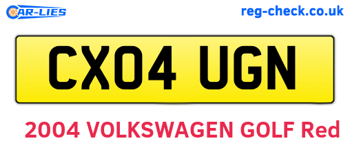 CX04UGN are the vehicle registration plates.