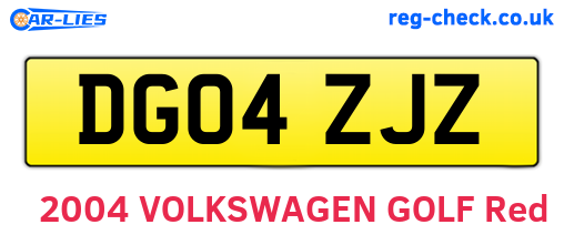 DG04ZJZ are the vehicle registration plates.