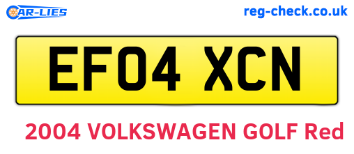 EF04XCN are the vehicle registration plates.